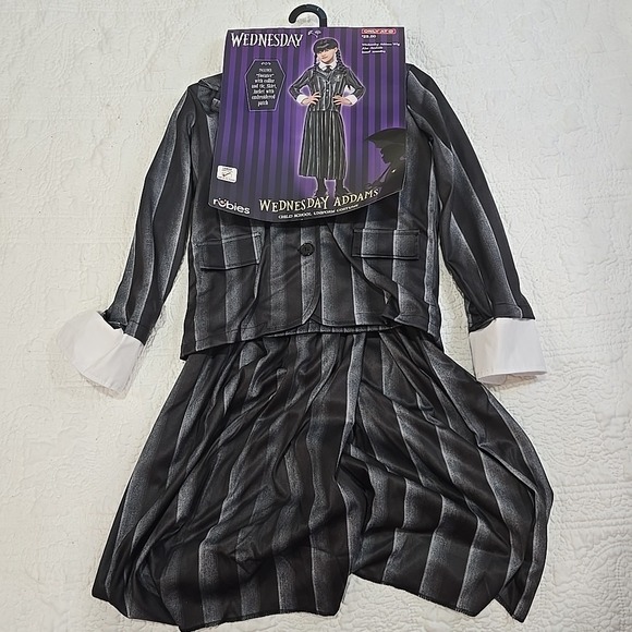 Wednesday Addams Costume Girls Large (10-12) Black Nevermore Uniform Rubies - Picture 4 of 6